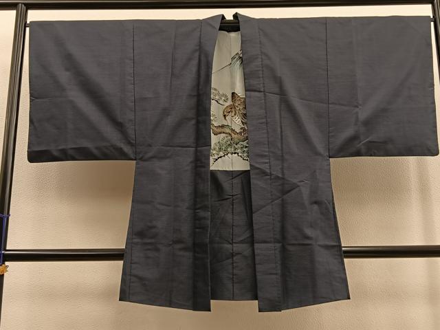 平和屋着物＃男性 長羽織 本場大島紬 80亀甲 総詰め 正絹 逸品 BAAU0109gt