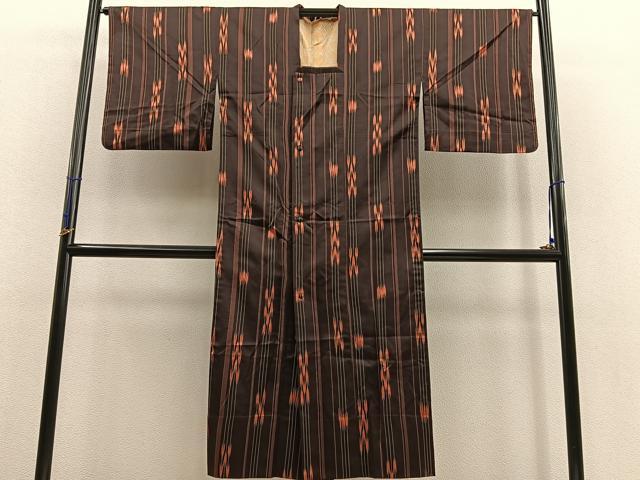 平和屋着物∞道行コート 雨コート 単衣 ロング丈 矢羽 正絹 逸品 BAAU0114gt