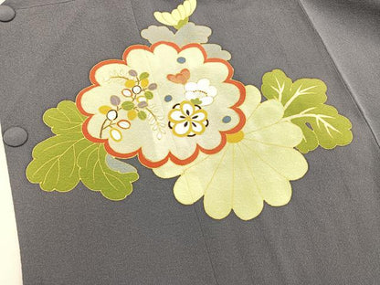 平和屋着物＃道行コート　菊取り花文　金彩　正絹　逸品　未使用　BAAU0120gt