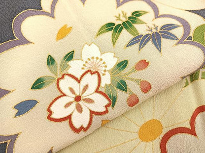 平和屋着物＃道行コート　菊取り花文　金彩　正絹　逸品　未使用　BAAU0120gt