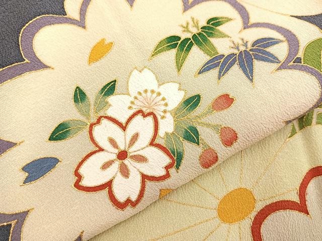 平和屋着物＃道行コート　菊取り花文　金彩　正絹　逸品　未使用　BAAU0120gt