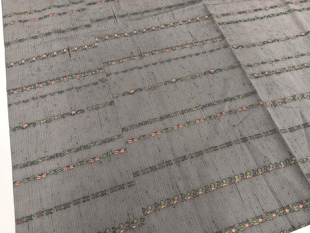 平和屋着物＃道行コート　ロング丈　紬地　ろうけつ染め　横段花文　正絹　逸品　BAAU0123gt