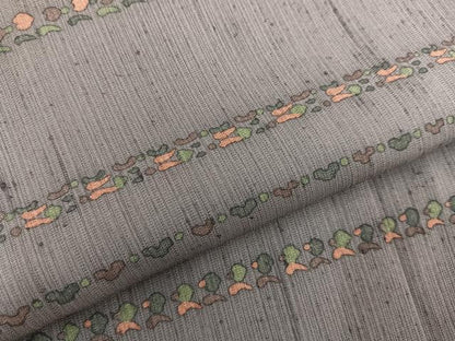 平和屋着物＃道行コート　ロング丈　紬地　ろうけつ染め　横段花文　正絹　逸品　BAAU0123gt