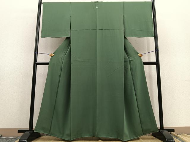 平和屋着物●上質な色無地 老竹色 正絹 逸品 BAAU0126gt