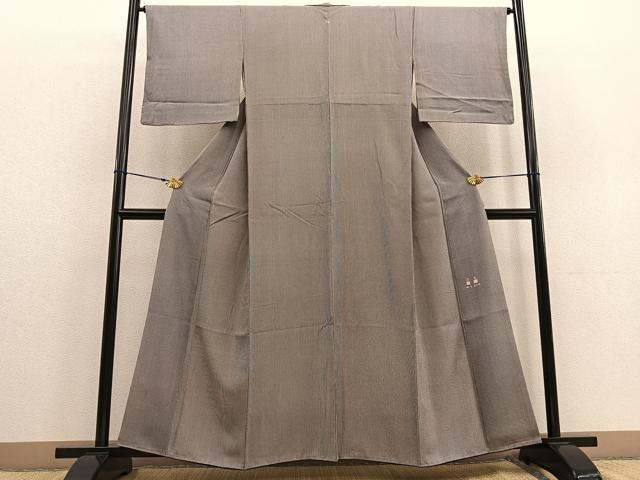 平和屋着物●江戸小紋 染：新井梅春・型：人間国宝 児玉博 万筋 黒×白 正絹 逸品 BAAU0163gt