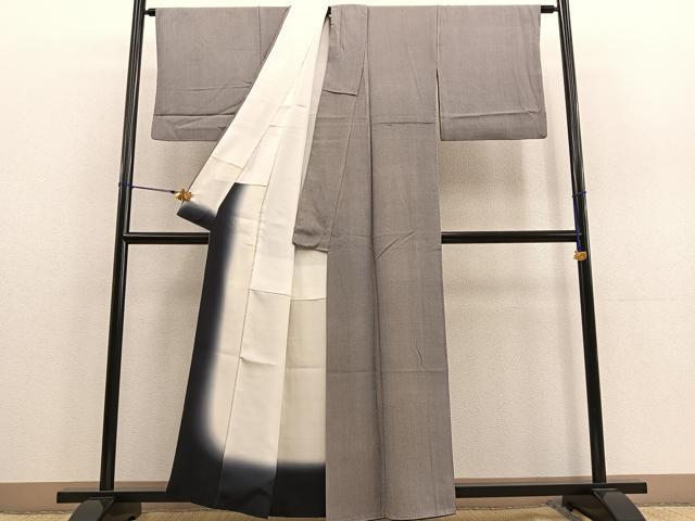 平和屋着物●江戸小紋 染：新井梅春・型：人間国宝 児玉博 万筋 黒×白 正絹 逸品 BAAU0163gt