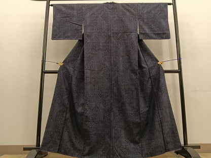 平和屋着物●結城紬 80亀甲 亀甲花文 正絹 逸品 BAAU0164gt