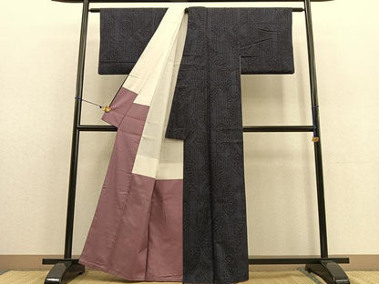平和屋着物●結城紬 80亀甲 亀甲花文 正絹 逸品 BAAU0164gt