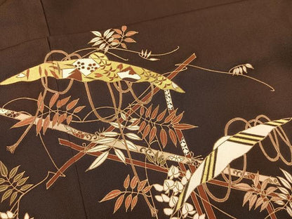 平和屋着物●訪問着 刺繍 市女笠花文 金糸 金彩 正絹 逸品 BAAU0166gt