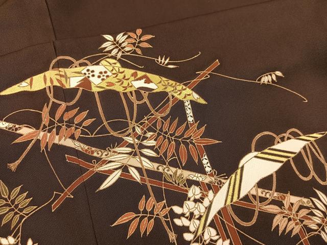 平和屋着物●訪問着 刺繍 市女笠花文 金糸 金彩 正絹 逸品 BAAU0166gt