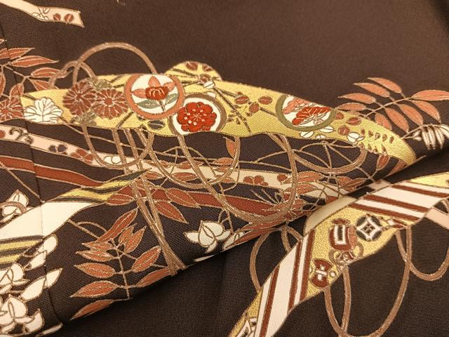 平和屋着物●訪問着 刺繍 市女笠花文 金糸 金彩 正絹 逸品 BAAU0166gt