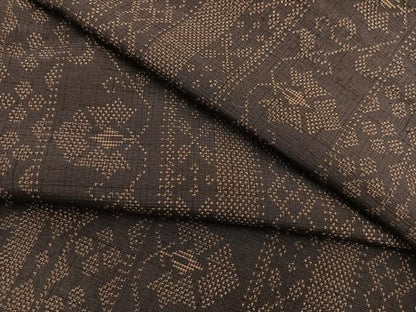 平和屋着物●上質な紬 花唐草間道 正絹 逸品 BAAU0171gt