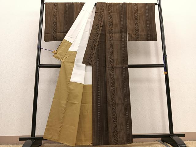 平和屋着物●上質な紬 花間道 正絹 逸品 BAAU0181gt