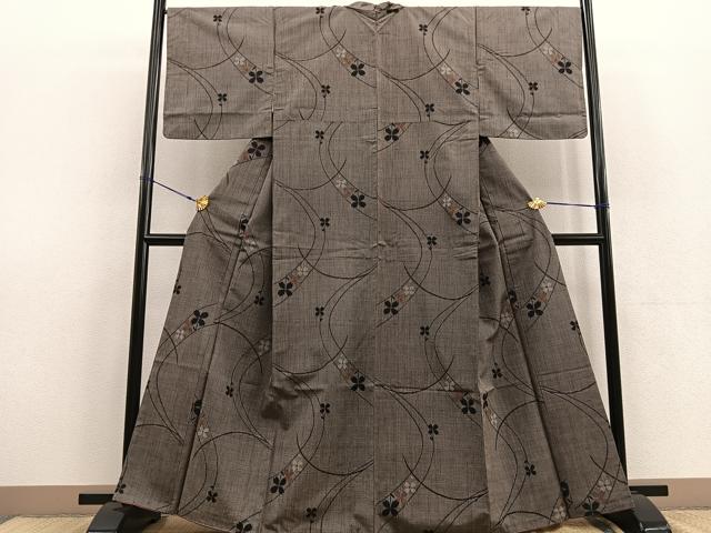 平和屋着物●上質な紬　花　正絹　逸品　BAAU0182gt