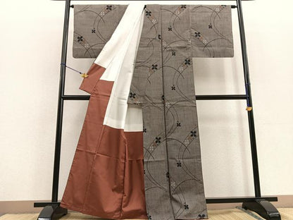 平和屋着物●上質な紬　花　正絹　逸品　BAAU0182gt