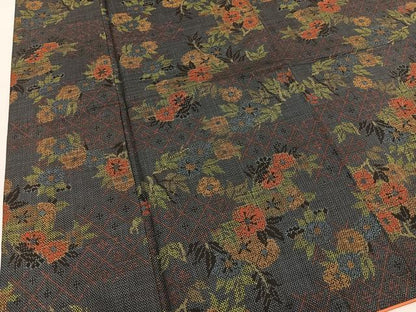 平和屋着物●本場大島紬 7マルキ 草花文 正絹 逸品 BAAU0186gt