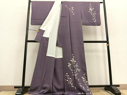 平和屋着物●訪問着　ロング丈　友禅　作家物　花　正絹　逸品　BAAU0199gt