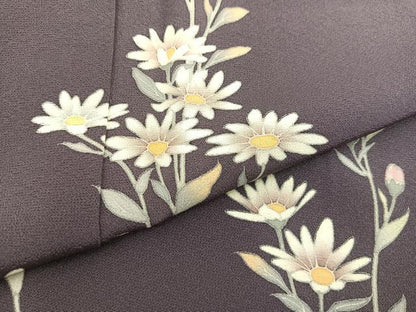 平和屋着物●訪問着　ロング丈　友禅　作家物　花　正絹　逸品　BAAU0199gt