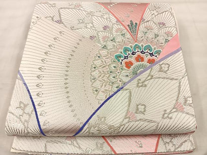 平和屋着物◎六通柄袋帯 唐織 正倉院 銀糸 正絹 逸品 BAAU0394mz