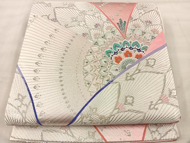 平和屋着物◎六通柄袋帯 唐織 正倉院 銀糸 正絹 逸品 BAAU0394mz