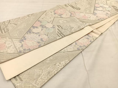 平和屋着物◎六通柄袋帯　唐織　彩華粋繍文　正絹　逸品　BAAU0395mz