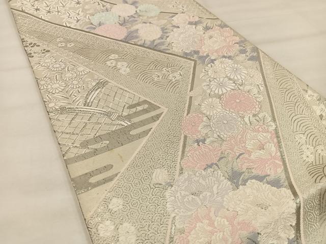 平和屋着物◎六通柄袋帯　唐織　彩華粋繍文　正絹　逸品　BAAU0395mz