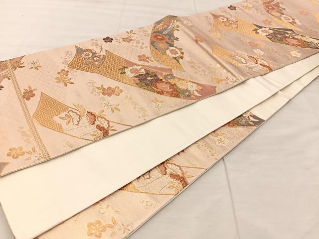 平和屋着物◎六通柄袋帯 唐織 草花文 金糸正絹 逸品 BAAU0401mz