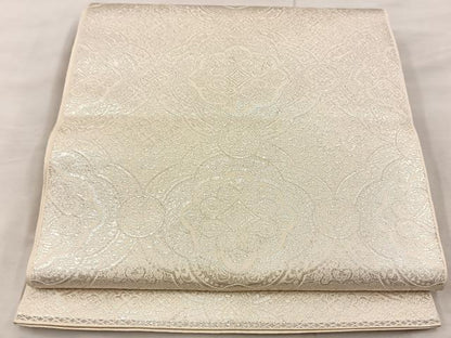 平和屋着物◎六通柄袋帯 正倉院 純銀箔 正絹 逸品 BAAU0408mz