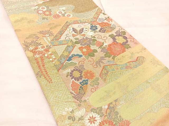 平和屋着物◎佐賀錦 六通柄袋帯 唐織 能衣桃山祭 金糸 正絹 逸品 BAAU0469mz