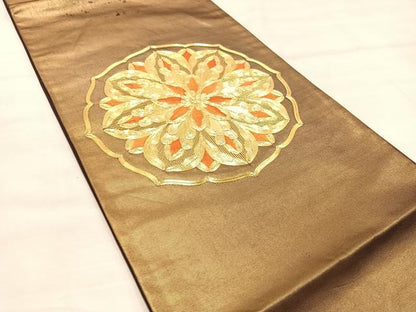 平和屋着物◎太鼓柄袋帯 総駒刺繍 正倉院 引箔 正絹 逸品 BAAU0478mz