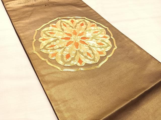 平和屋着物◎太鼓柄袋帯 総駒刺繍 正倉院 引箔 正絹 逸品 BAAU0478mz