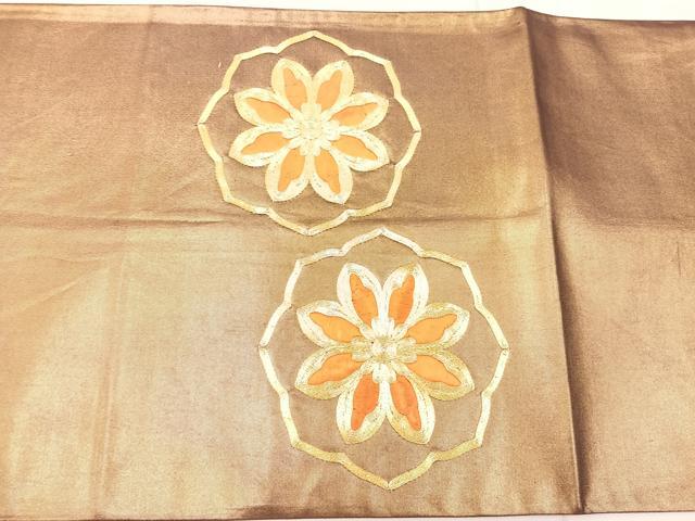 平和屋着物◎太鼓柄袋帯 総駒刺繍 正倉院 引箔 正絹 逸品 BAAU0478mz