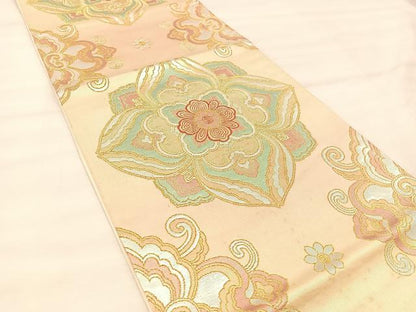 平和屋着物◎六通柄袋帯　正倉院華文　金糸　正絹　逸品　BAAU0655mz