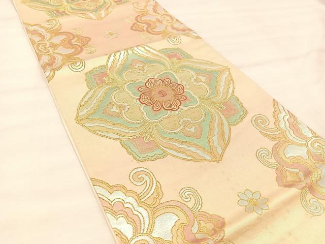 平和屋着物◎六通柄袋帯　正倉院華文　金糸　正絹　逸品　BAAU0655mz
