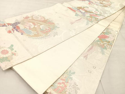 平和屋着物◎六通柄袋帯　唐織　夢香花　金銀糸　正絹　逸品　BAAU0676mz