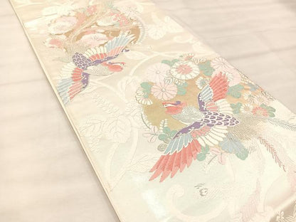平和屋着物◎六通柄袋帯　唐織　夢香花　金銀糸　正絹　逸品　BAAU0676mz