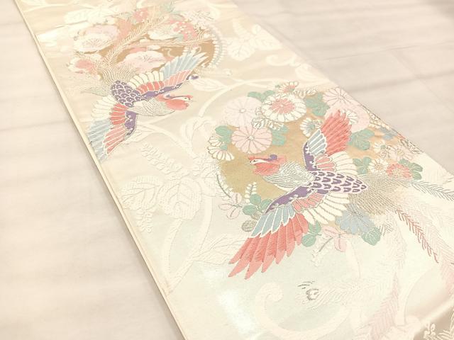 平和屋着物◎六通柄袋帯　唐織　夢香花　金銀糸　正絹　逸品　BAAU0676mz