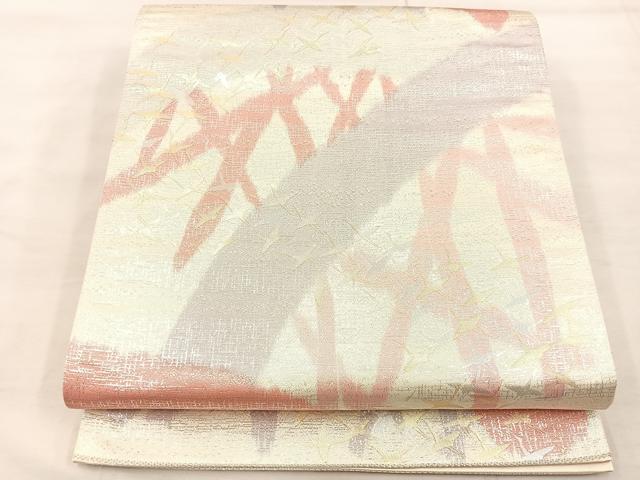 平和屋着物◎六通柄袋帯　飛鶴文　金銀糸　正絹　逸品　BAAU0681mz