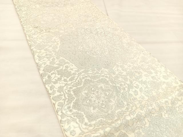 平和屋着物◎六通柄袋帯　正倉院　銀糸　正絹　逸品　BAAU0691mz