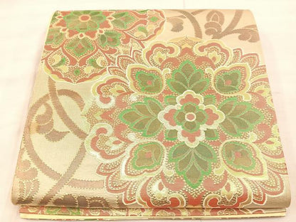 平和屋着物◎六通柄袋帯　正倉院　金糸　正絹　逸品　BAAU0693mz