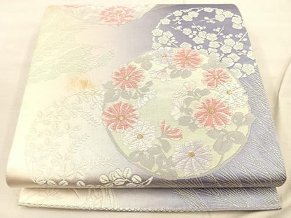 平和屋着物◎六通柄袋帯　唐織　花丸文　金銀糸　正絹　逸品　BAAU0702mz