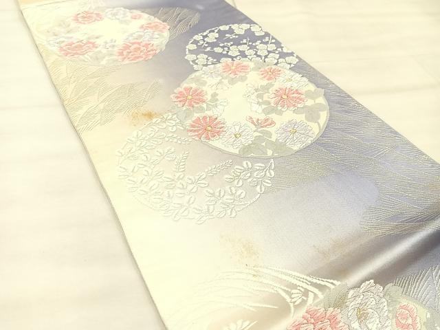 平和屋着物◎六通柄袋帯　唐織　花丸文　金銀糸　正絹　逸品　BAAU0702mz