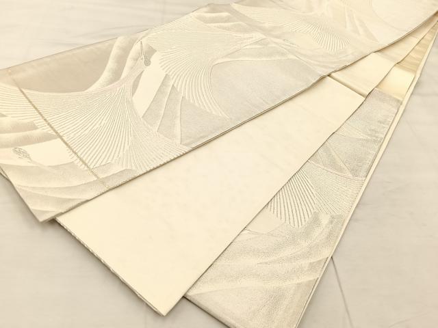 平和屋着物◎六通柄袋帯 唐織 飛鶴文 銀糸 正絹 逸品 BAAU0711mz