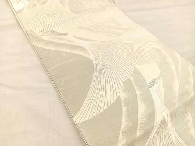 平和屋着物◎六通柄袋帯 唐織 飛鶴文 銀糸 正絹 逸品 BAAU0711mz