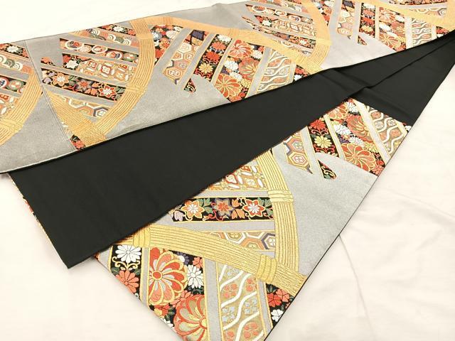 平和屋着物◎六通柄袋帯　唐織　籬花文　金銀糸　正絹　逸品　BAAU0749mz