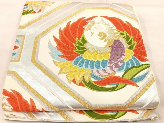 平和屋着物◎六通柄袋帯　唐織　鳳凰蜀江文　金銀糸　正絹　逸品　BAAU0776mz