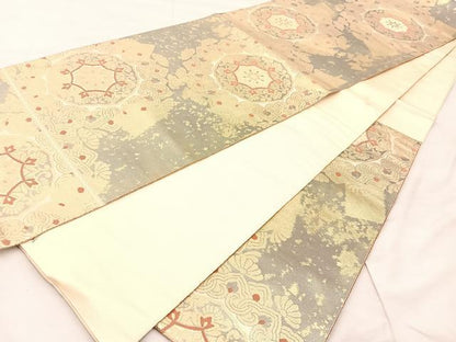 平和屋着物◎六通柄袋帯　正倉院　金糸　引箔　正絹　逸品　BAAU0781mz