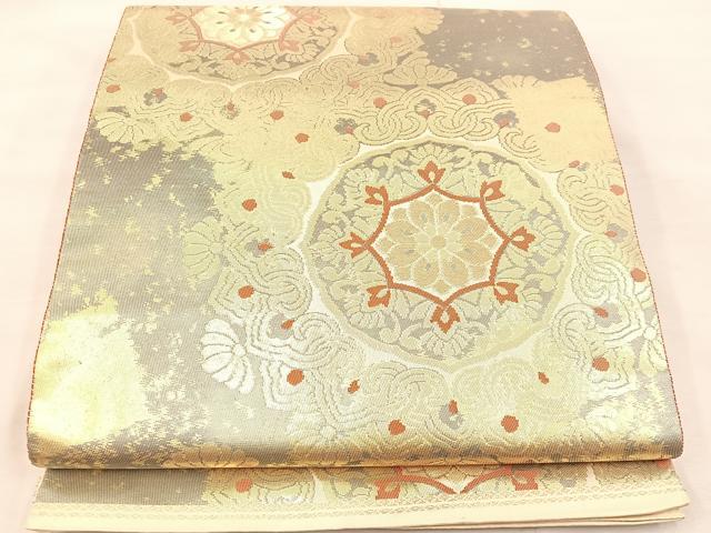 平和屋着物◎六通柄袋帯　正倉院　金糸　引箔　正絹　逸品　BAAU0781mz
