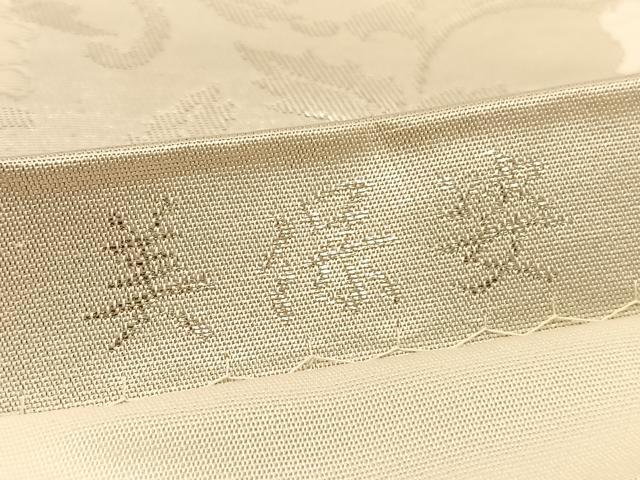 平和屋着物◎六通柄袋帯 唐織 美保姿 扇面花車文 銀糸 正絹 逸品 BAAU0810hv