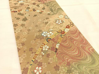 平和屋着物◎六通柄袋帯 唐織 吹雪小袖 金糸 鈴乃屋扱い 正絹 逸品 BAAU0894hv
